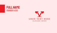 Red Letter V Heart Business Card Image Preview