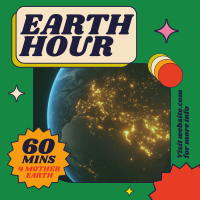 Retro Earth Hour Reminder Instagram post Image Preview