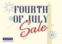 4th of July Text Sale Postcard Image Preview