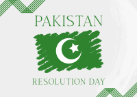 Pakistan Day Brush Flag Postcard Design