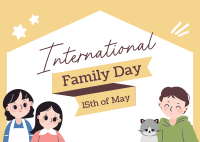 Cartoonish Day of Families Postcard Design