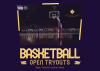 Basketball Ongoing Tryouts Postcard Design