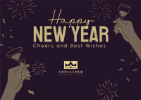 New Year Toast Greeting Postcard Design