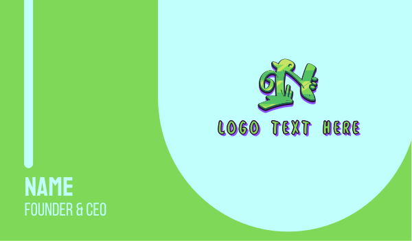 Green Graffiti Art Letter N Business Card Design Image Preview