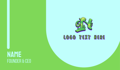 Green Graffiti Art Letter N Business Card Image Preview