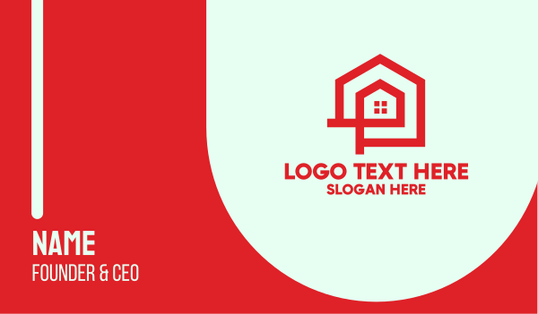 Simple Red House  Business Card Design Image Preview
