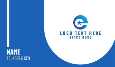 Blue Star Letter E  Business Card Image Preview
