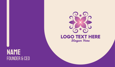 Purple Yoga Lily Wreath Business Card Image Preview