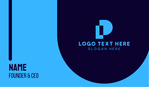 Blue Pixel Tech Letter P Business Card Design Image Preview