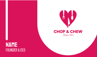 Pink Heart Utensil Restaurant Business Card Image Preview
