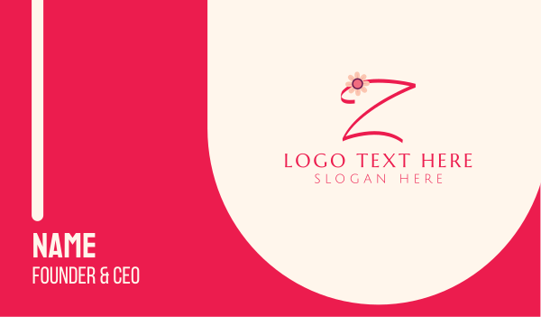Pink Flower Letter Z Business Card Design Image Preview