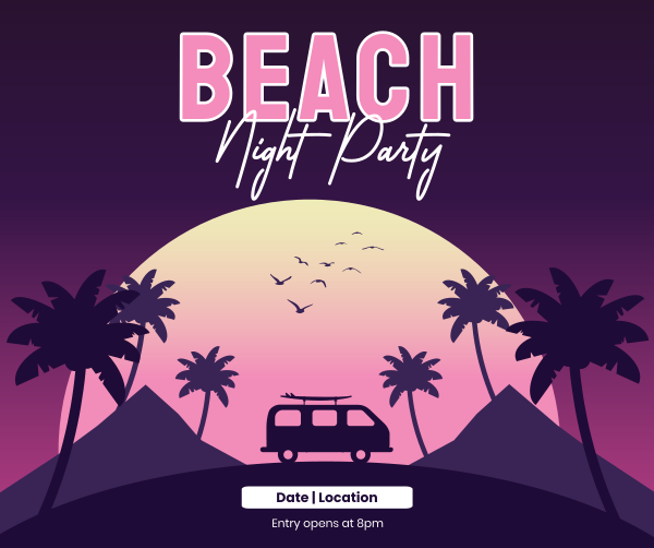 Beach Night Party Facebook Post Design Image Preview