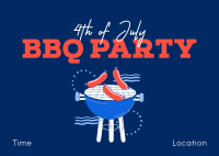 Come at Our 4th of July BBQ Party  Postcard Design