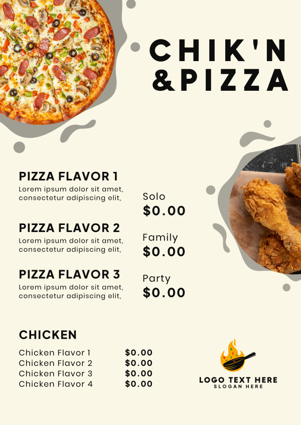 Chicken & Pizza Menu Design Image Preview