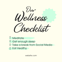 Wellness Checklist Instagram post Image Preview