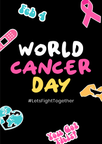 Cancer Day Stickers Flyer Design