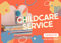 Abstract Shapes Childcare Service Postcard Design