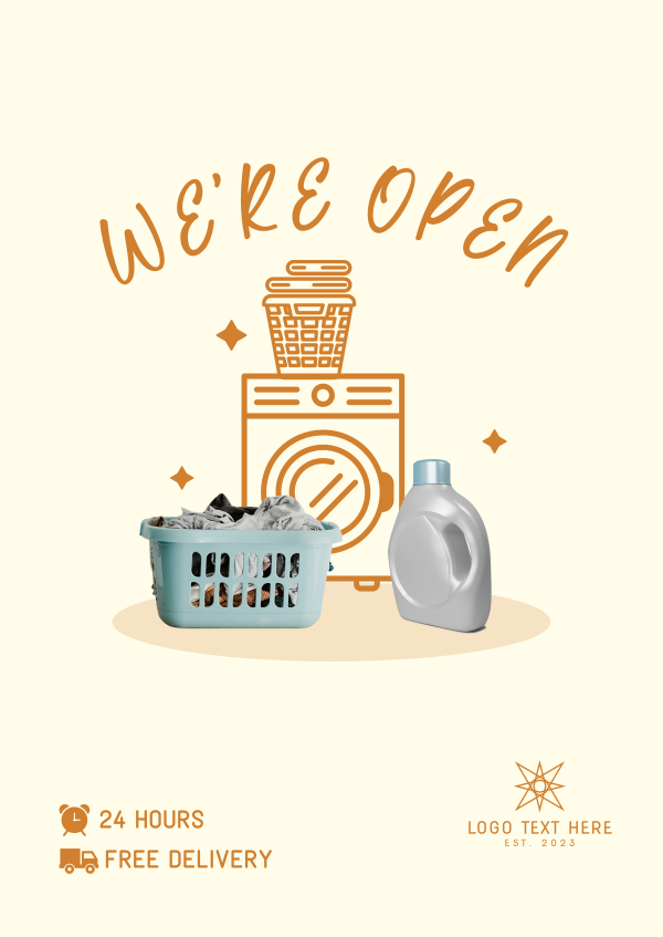 Laundry Shop Launch Poster Design Image Preview
