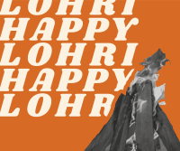 Bold Retro Lohri Facebook post Image Preview