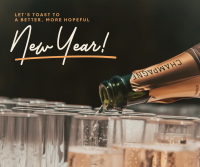 New Year Bubbly Toast Facebook Post Design