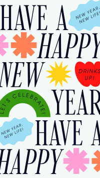 Quirky New Year Greeting Facebook Story Design