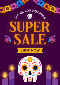 Candle Vigil  De Los Muertos Sale Poster Design