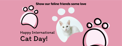Pink International Cat Day Facebook cover Image Preview