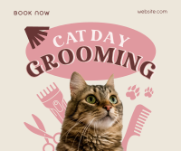 Cat Day Grooming Facebook Post Design