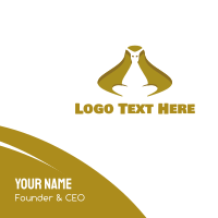 Golden Kangaroo Sitting Business Card Design