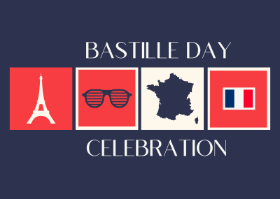 Tiled Bastille Day Postcard Image Preview