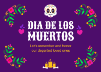 Floral Dia De Los Muertos Postcard Design