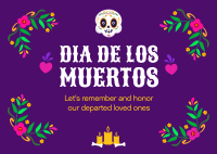 Floral Dia De Los Muertos Postcard Image Preview