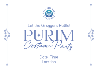 Purim Costume Party Postcard Design