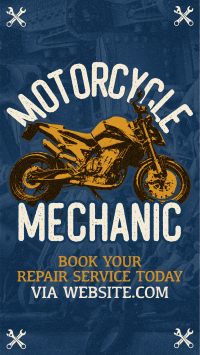 Retro Motorcycle Mechanic Facebook Story Image Preview