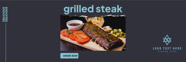 Grilled Steak Twitter Header Design Image Preview