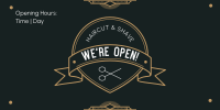 Newly Open Barbershop Twitter Post Design