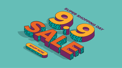 9.9 Isometric Multicolor Sale Facebook event cover Image Preview