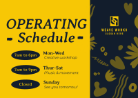 Minimalist Operating Hours Postcard Image Preview