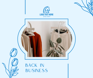 Boutique Back in Business Facebook post
