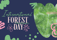 Doodle Shapes Forest Day Postcard Design