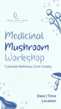 Monoline Mushroom Workshop Facebook Story Design