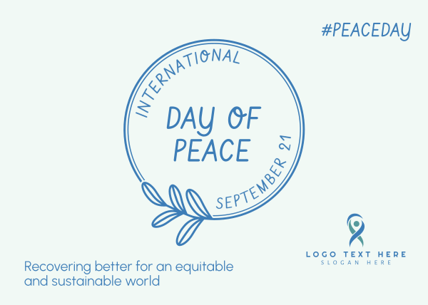 Day Of Peace Badge Postcard Design Image Preview