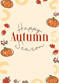 Leaves and Pumpkin Autumn Greeting Poster Image Preview