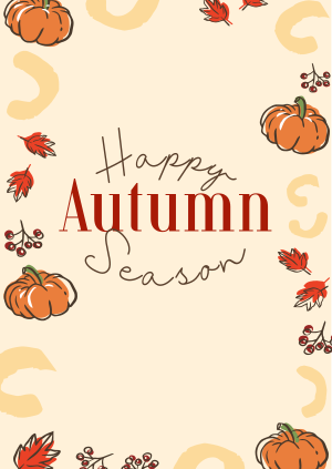 Leaves and Pumpkin Autumn Greeting Poster Image Preview