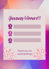 Aesthetic Giveaway Winners Poster Image Preview