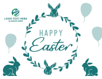 Easter Bunny Wreath Thank You Card Image Preview