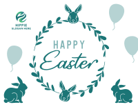 Easter Bunny Wreath Thank You Card Design