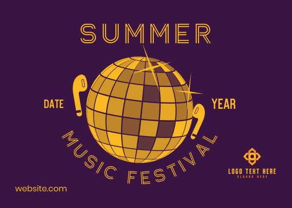 Summer Disco Music Postcard Design Image Preview