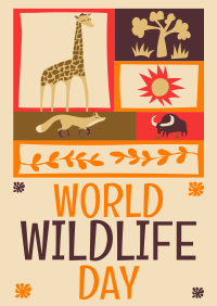 Paper Cutout World Wildlife Day Poster Design