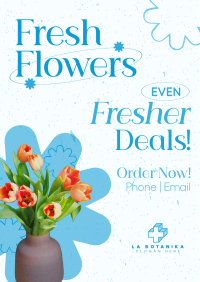 Fresh Flowers Sale Poster Design